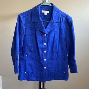 Coldwater Creek Royal Blue, Textured, Three Quarter Length Sleeve Jacket. S10.$6